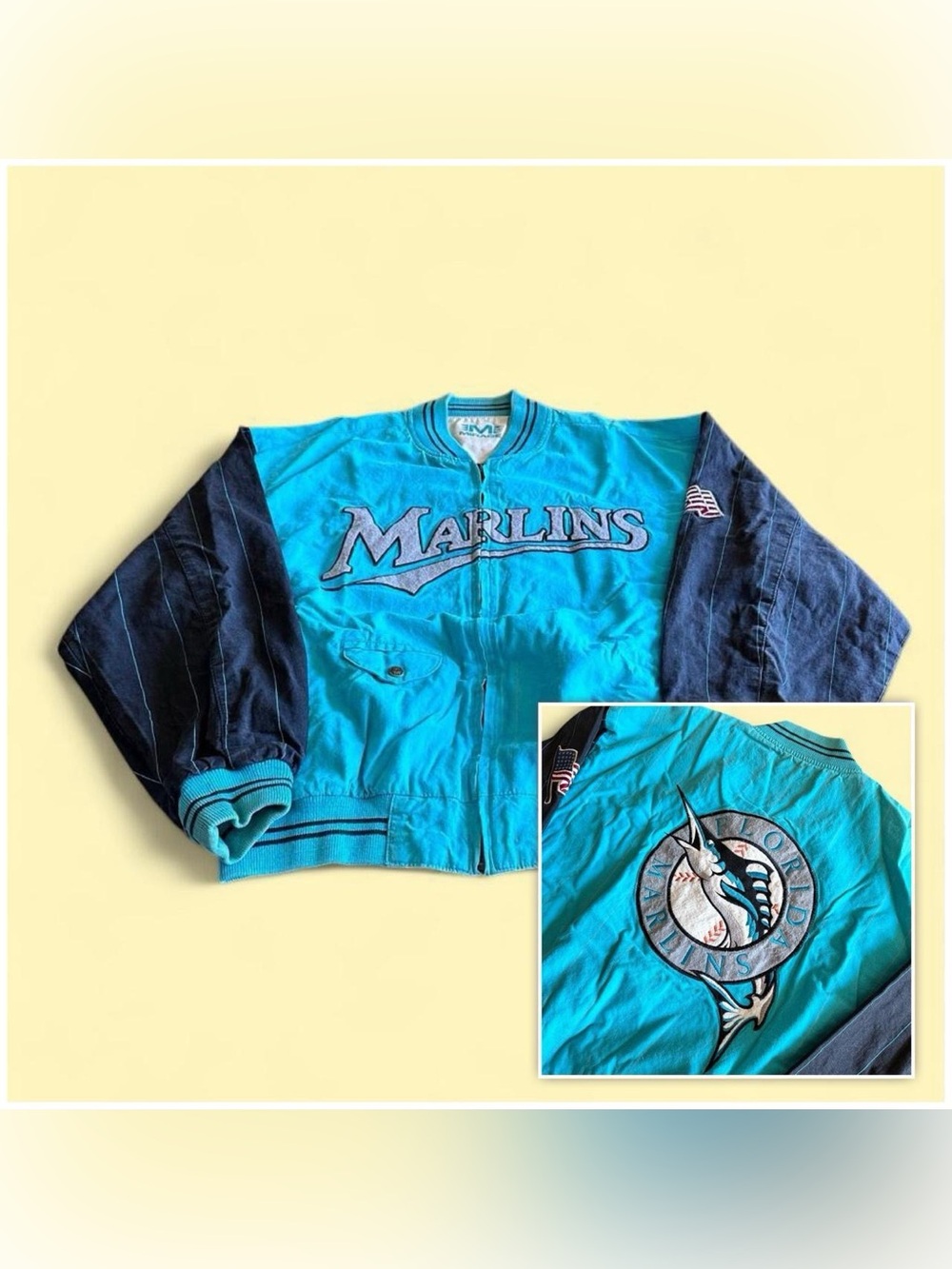 Vintage Mirage Florida Marlins Jacket Men’s L Reversible Teal MLB Baseball